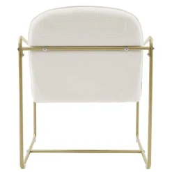 2er Set Sessel Beige mit goldenem Stahlgestell Relaxsessel mit Arm-& Rückenlehne ML-Design