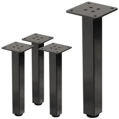 4er Set Tischbeine 30 cm Dunkelgrau Optik Industrial Stahl pulverbeschichtet eckig Profil 4x4cm Höhenverstellbare Möbelfüße 1-4 cm