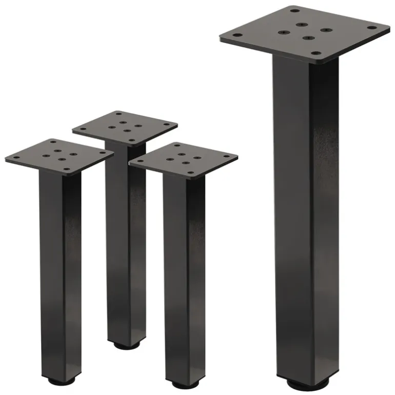 4er Set Tischbeine 30 cm Dunkelgrau Optik Industrial Stahl pulverbeschichtet eckig Profil 4x4cm Höhenverstellbare Möbelfüße 1-4 cm
