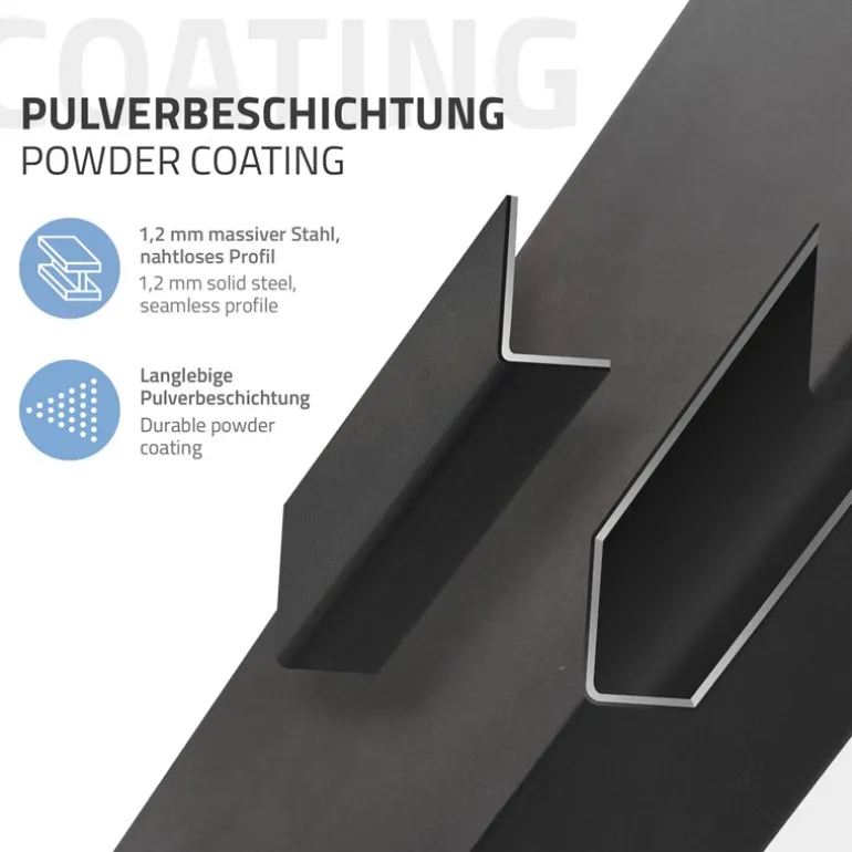 4er Set Tischbeine 30 cm Dunkelgrau Optik Industrial Stahl pulverbeschichtet eckig Profil 4x4cm Höhenverstellbare Möbelfüße 1-4 cm