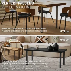 4er Set Tischbeine 30 cm Dunkelgrau Optik Industrial Stahl pulverbeschichtet eckig Profil 4x4cm Höhenverstellbare Möbelfüße 1-4 cm