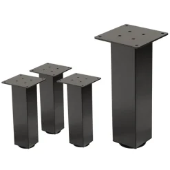 4er Set Tischbeine I-Design 30 cm Dunkelgrau Optik Industrial Stahl pulverbeschichtet eckig Profil 8x8 cm Höhenverstellbare Möbelfüße 1-4 cm ML-Design
