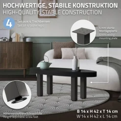 4er Set Tischbeine I-Design 42 cm Dunkelgrau Optik Industrial Stahl pulverbeschichtet eckig Profil 8x8 cm Höhenverstellbare Möbelfüße 1-4 cm ML-Design