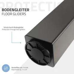 4er Set Tischbeine I-Design 42 cm Dunkelgrau Optik Industrial Stahl pulverbeschichtet eckig Profil 8x8 cm Höhenverstellbare Möbelfüße 1-4 cm ML-Design