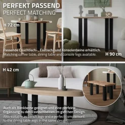 4er Set Tischbeine I-Design 30 cm Schwarz glänzend aus pulverbeschichtetem Stahl eckig Profil 8x8 cm Höhenverstellbare Möbelfüße 1-4 cm ML-Design