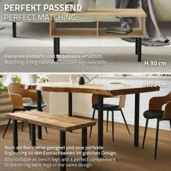 4er Set Tischbeine I-Design 42 cm Schwarz glänzend aus pulverbeschichtetem Stahl eckig Profil 4x4 cm Höhenverstellbare Möbelfüße 1-4 cm