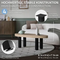 4er Set Tischbeine I-Design 42 cm Schwarz glänzend aus pulverbeschichtetem Stahl eckig Profil 8x8 cm Höhenverstellbare Möbelfüße 1-4 cm ML-Design