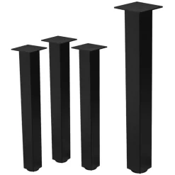 4er Set Tischbeine I-Design 72 cm Schwarz glänzend aus pulverbeschichtetem Stahl eckig Profil 8x8 cm Höhenverstellbare Möbelfüße 1-4cm ML-Design