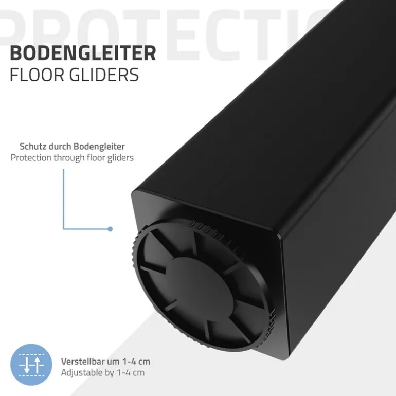4er Set Tischbeine I-Design 72 cm Schwarz glänzend aus pulverbeschichtetem Stahl eckig Profil 8x8 cm Höhenverstellbare Möbelfüße 1-4cm ML-Design