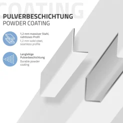 4er Set Tischbeine I-Design 42 cm Weiß glänzend aus pulverbeschichtetem Stahl eckig Vierkantprofil 4x4 cm Höhenverstellbare Möbelfüße 1-4 cm