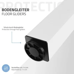 4er Set Tischbeine I-Design 42 cm Weiß glänzend aus pulverbeschichtetem Stahl eckig Vierkantprofil 4x4 cm Höhenverstellbare Möbelfüße 1-4 cm