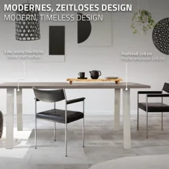 2er Set Tischbeine Loft 75x72 cm Silber Profil 8x2cm aus Edelstahl U-Form ML-Design