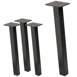 4er Set Tischbeine schräg 42 cm Dunkelgrau Optik Industrial aus pulverbeschichtetem Stahl Profil 4x4cm I-Form 96° Neigung ML-Design