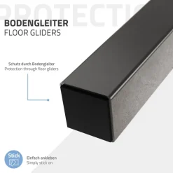 4er Set Tischbeine schräg 42 cm Dunkelgrau Optik Industrial aus pulverbeschichtetem Stahl Profil 4x4cm I-Form 96° Neigung ML-Design
