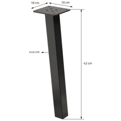 4er Set Tischbeine schräg 42 cm Dunkelgrau Optik Industrial aus pulverbeschichtetem Stahl Profil 4x4cm I-Form 96° Neigung ML-Design