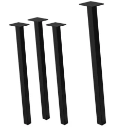 4er Set Tischbeine schräg 72 cm Schwarz glänzend aus pulverbeschichtetem Stahl eckig Profil 4x4 cm I-Form 96° Neigung ML-Design