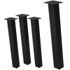 4er Set Tischbeine schräg 72 cm Schwarz glänzend aus Stahl eckig Profil 8x8 cm I-Form 96° Neigung ML-Design