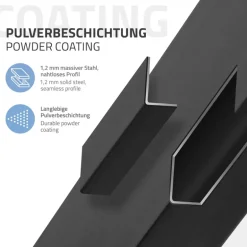 4er Set Tischbeine schräg 72 cm Schwarz glänzend aus Stahl eckig Profil 8x8 cm I-Form 96° Neigung ML-Design