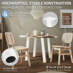 4er Set Tischbeine schräg 72 cm Weiß glänzend aus Stahl eckig Profil 8x8 cm I-Form 96° Neigung ML-Design