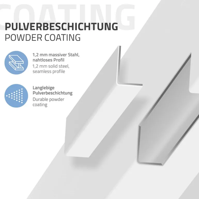 4er Set Tischbeine schräg 72 cm Weiß glänzend aus Stahl eckig Profil 8x8 cm I-Form 96° Neigung ML-Design