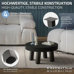 4er Set Tischbeine schräg H30 cm Dunkelgrau Optik Industrial Stahl Profil 8x8 cm I-Form 96° Neigung ML-Design