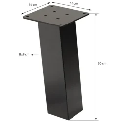 4er Set Tischbeine schräg H30 cm Dunkelgrau Optik Industrial Stahl Profil 8x8 cm I-Form 96° Neigung ML-Design