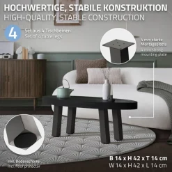 4er Set Tischbeine schräg H42 cm Dunkelgrau Optik Industrial Stahl Profil 8x8 cm I-Form 96° Neigung ML-Design