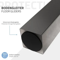 4er Set Tischbeine schräg H42 cm Dunkelgrau Optik Industrial Stahl Profil 8x8 cm I-Form 96° Neigung ML-Design