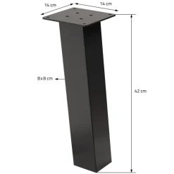 4er Set Tischbeine schräg H42 cm Dunkelgrau Optik Industrial Stahl Profil 8x8 cm I-Form 96° Neigung ML-Design