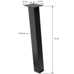4er Set Tischbeine schräg H72 cm Dunkelgrau Optik Industrial Stahl Profil 8x8 cm I-Form 96° Neigung ML-Design