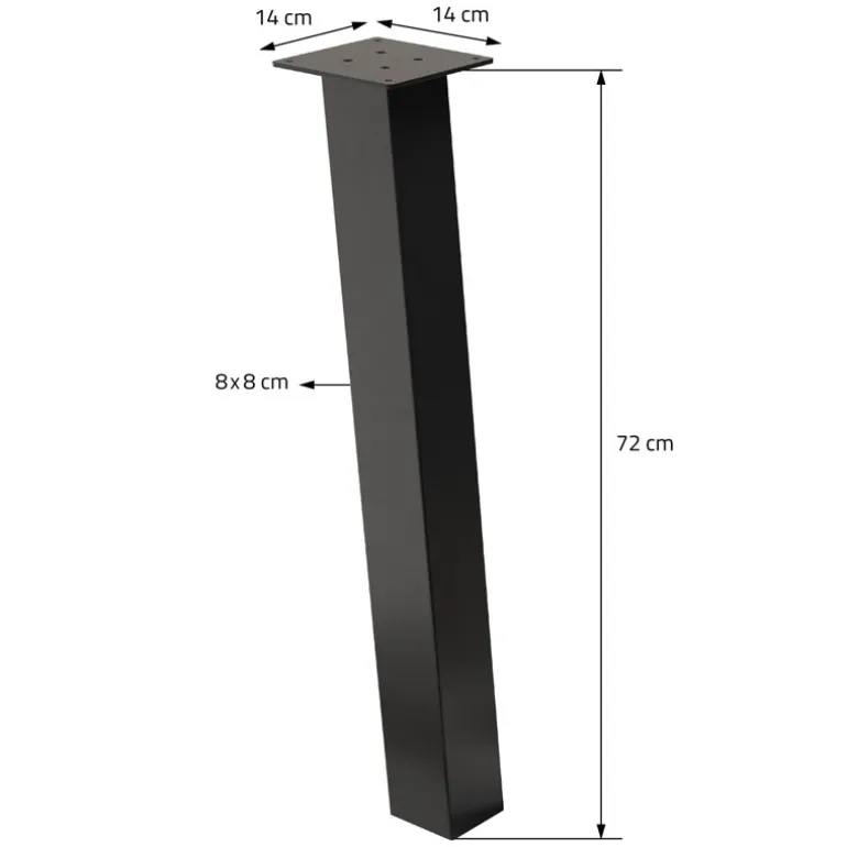 4er Set Tischbeine schräg H72 cm Dunkelgrau Optik Industrial Stahl Profil 8x8 cm I-Form 96° Neigung ML-Design