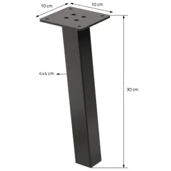 4er Set Tischbeine schräg H30 cm Industrial Optik Industrial aus pulverbeschichtetem Stahl Profil 4x4cm I-Form 96° Neigung ML-Design