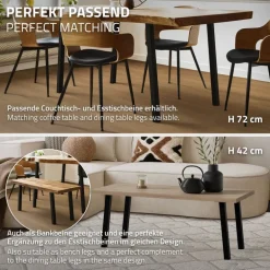4er Set Tischbeine schräg H30 cm Schwarz glänzend aus pulverbeschichtetem Stahl eckig Profil 4x4 cm I-Form ML-Design