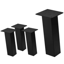 4er Set Tischbeine schräg H30 cm Schwarz glänzend aus Stahl eckig Profil 8x8 cm I-Form Möbelfüße Metall 96° Neigung ML-Design