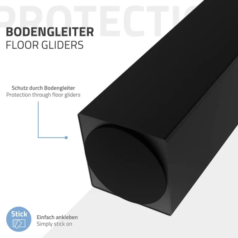 4er Set Tischbeine schräg H30 cm Schwarz glänzend aus Stahl eckig Profil 8x8 cm I-Form Möbelfüße Metall 96° Neigung ML-Design