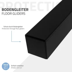 4er Set Tischbeine schräg H42 cm Schwarz glänzend aus pulverbeschichtetem Stahl eckig Profil 4x4 cm I-Form 96° Neigung ML-Design