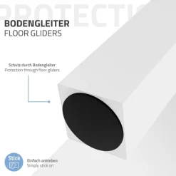 4er Set Tischbeine schräg H:42 cm Weiß glänzend aus Stahl eckig Profil 8x8 cm I-Form 96° Neigung ML-Design