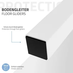 4er Set Tischbeine schräg H30 cm Weiß glänzend aus pulverbeschichtetem Stahl eckig Profil 4x4 cm I-Form 96° Neigung ML-Design