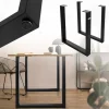 2er Set Tischgestell B70xH74 cm in U-Form Metall Schwarz ML-Design