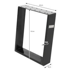 2er Set Tischkufen Bankkufen 80GRAD Neigung 40x43 cm Industrial 8x2 cm Stahl ML-Design