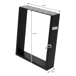 2er Set Tischkufen Bankkufen 80GRAD Neigung 40x43 cm Schwarz matt 8x2 cm Metall ML-Design