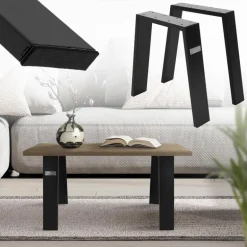 2er Set Tischkufen Bankkufen Loft 44x42 cm Schwarz Profil 8x2 cm Stahl U-Form ML-Design