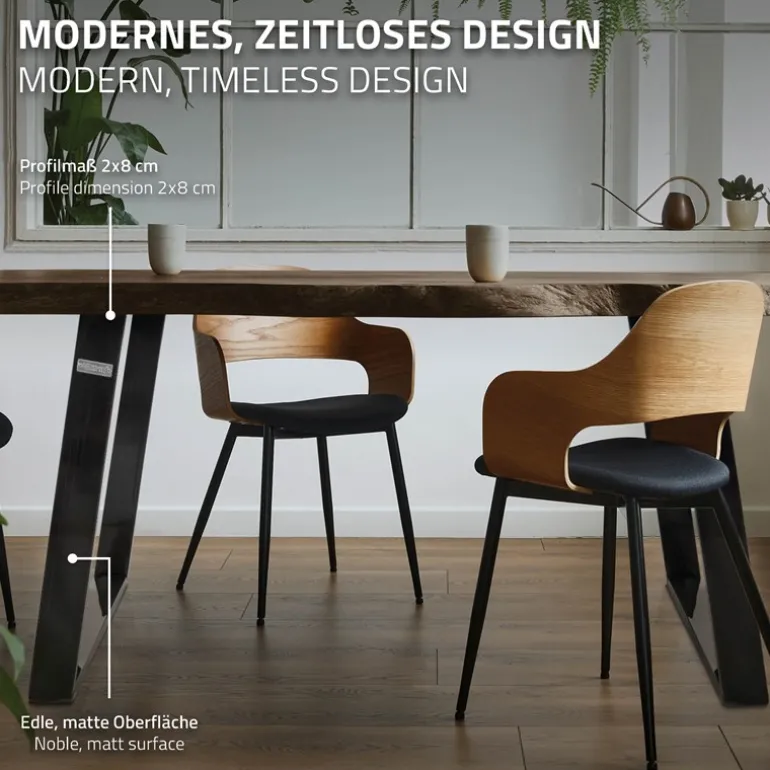 2er Set Tischkufen 80GRAD Neigung 75x72 cm Industrial Profil 8x2 cm Stahl ML-Design
