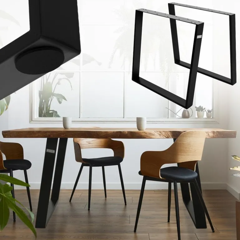 2er Set Tischkufen 80GRAD Neigung 75x72 cm Schwarz Profil 8x2 cm Stahl ML-Design
