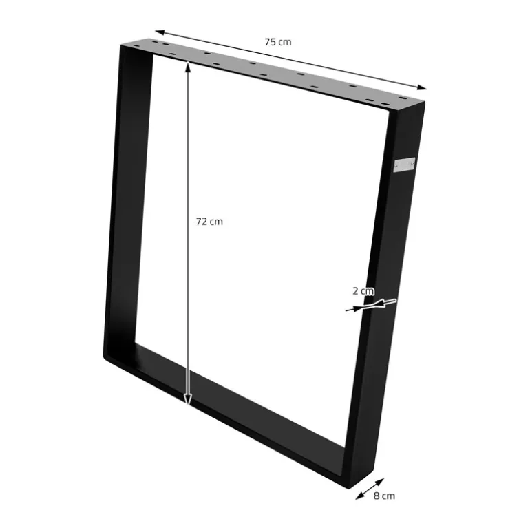 2er Set Tischkufen 80GRAD Neigung 75x72 cm Schwarz Profil 8x2 cm Stahl ML-Design