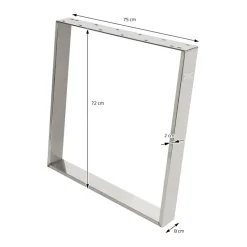 2er Set Tischkufen 80GRAD Neigung 75x72 cm Silber Profil 8x2 cm Stahl ML-Design