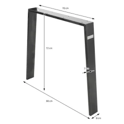 2er Set Tischkufen Loft 90x72 cm Profil 8x2 cm Stahl U-Form ML-Design