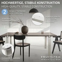 2er Set Tischkufen Loft 90x72 cm Silber Profil 8x2 cm Stahl U-Form ML-Design