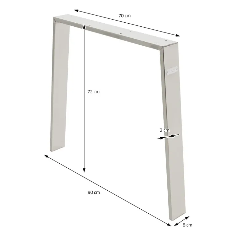 2er Set Tischkufen Loft 90x72 cm Silber Profil 8x2 cm Stahl U-Form ML-Design