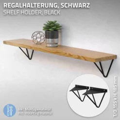 2er Set Wandkonsole Regalhalterung 2er Set 160 x 155 x 170 mm Schwarz aus Stahl ML-Design
